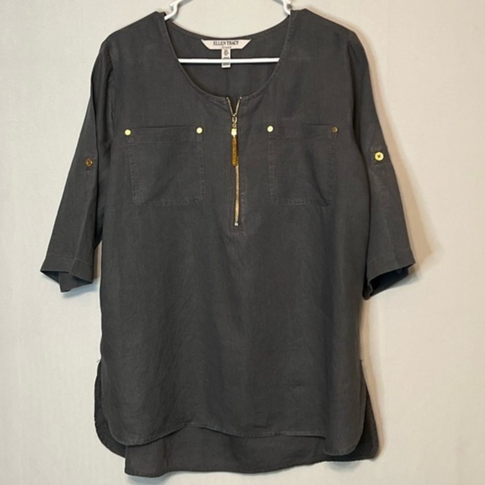Ellen Tracy Gray Tunic Top